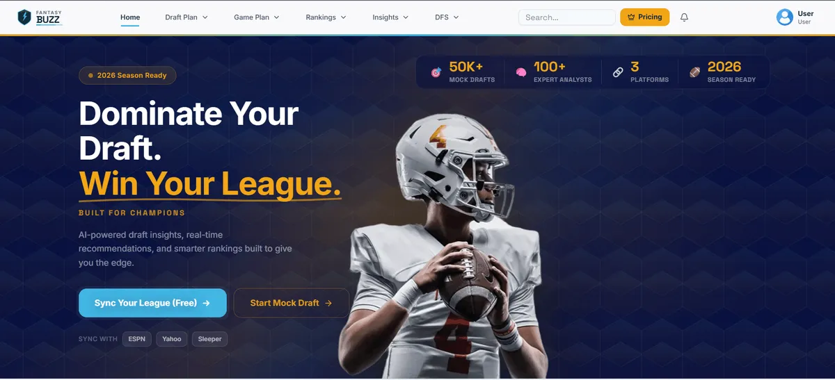 FantasyBuzz draft insights dashboard